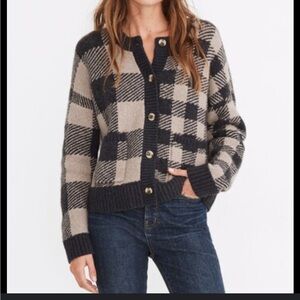 Madewell Brown and Tan Plaid Cardigan